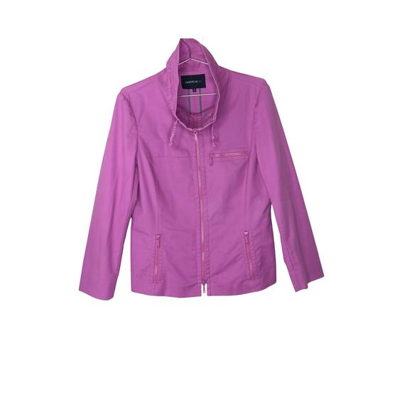 Lafayette 148 New York Pink Zip Front Utility Jacket Women’s Size 10 - Picture 2 of 12